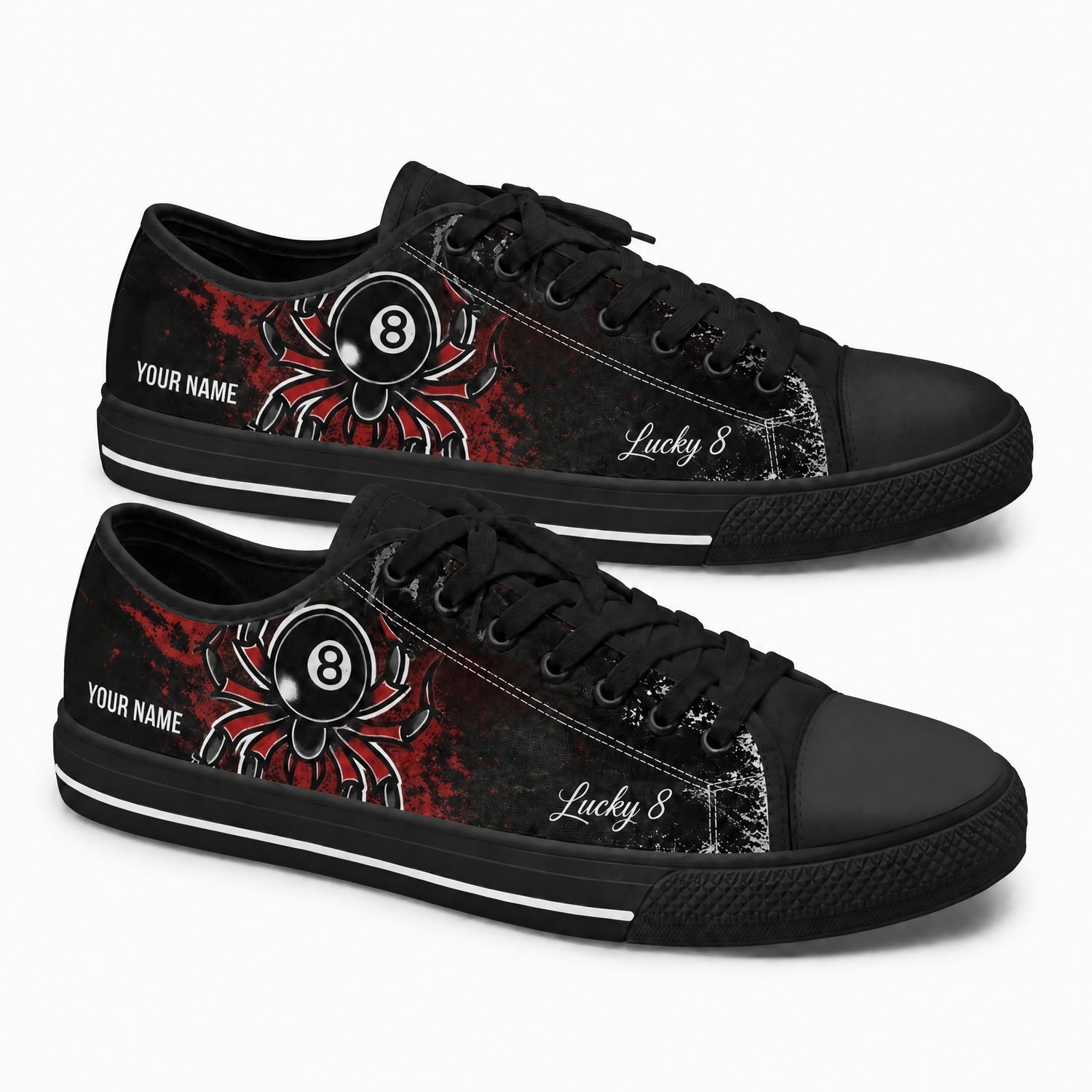 Eight Ball Spider Graphic Personalized Low Top Shoes Black Shoes