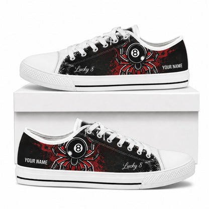 Eight Ball Spider Graphic Personalized Low Top Shoes Box White