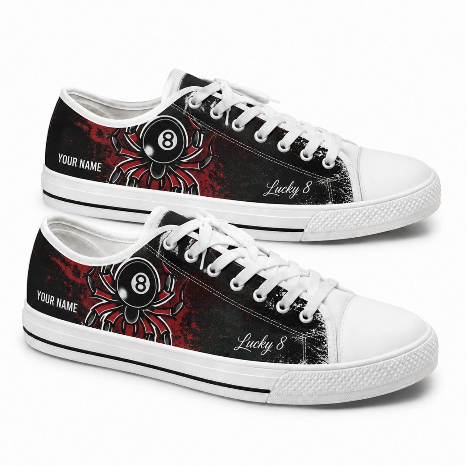 Eight Ball Spider Graphic Personalized Low Top Shoes