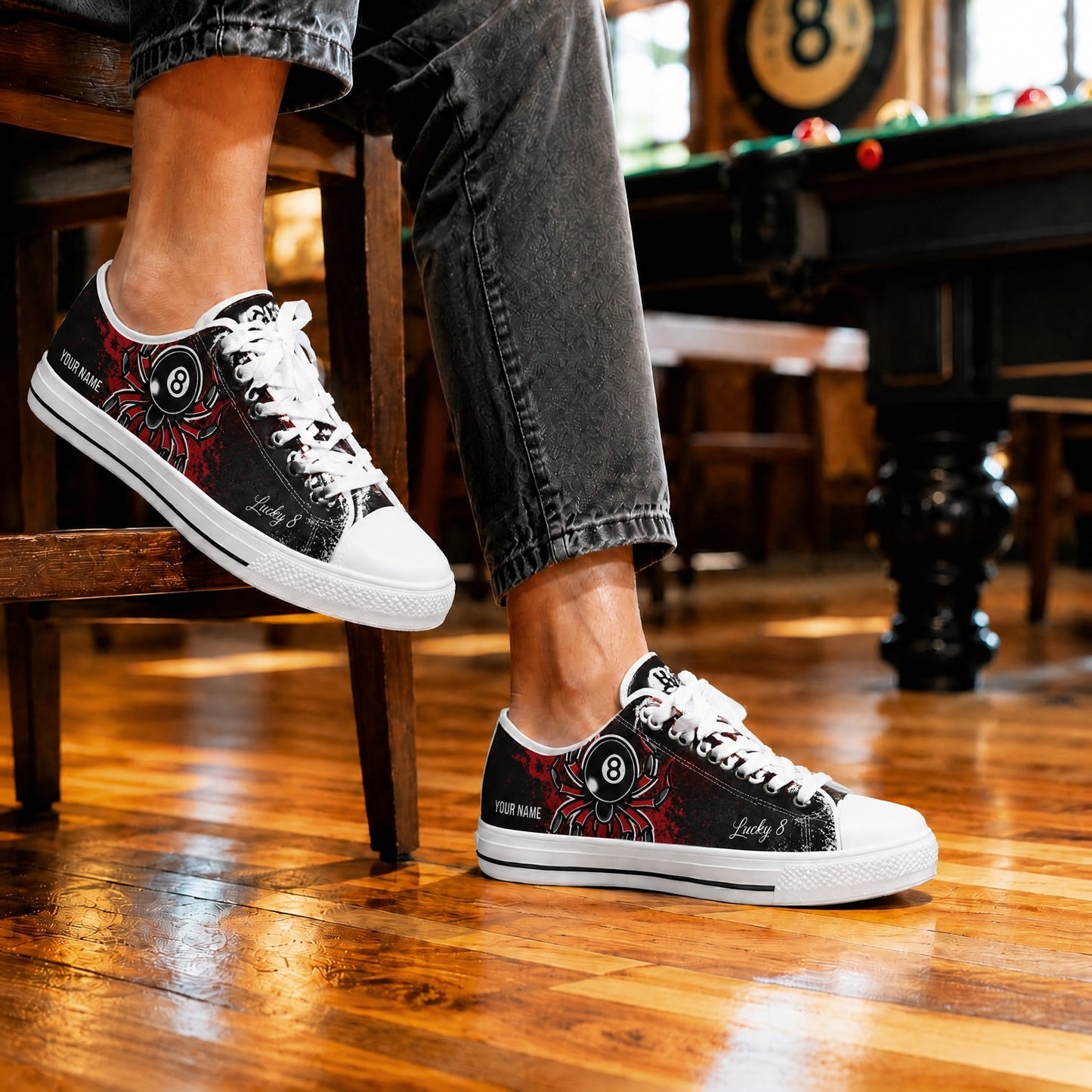 Eight Ball Spider Graphic Personalized Low Top Shoes Life Style