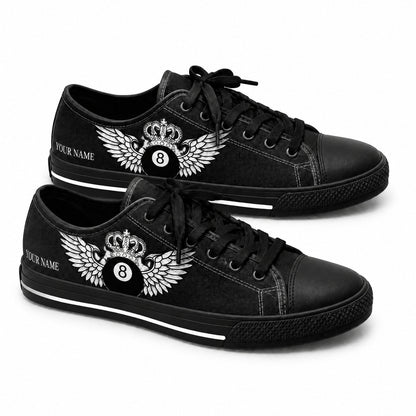 Eight Ball Wing Emblem Graphic Personalized Low Top Shoes Black Shoes