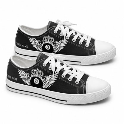Eight Ball Wing Emblem Graphic Personalized Low Top Shoes