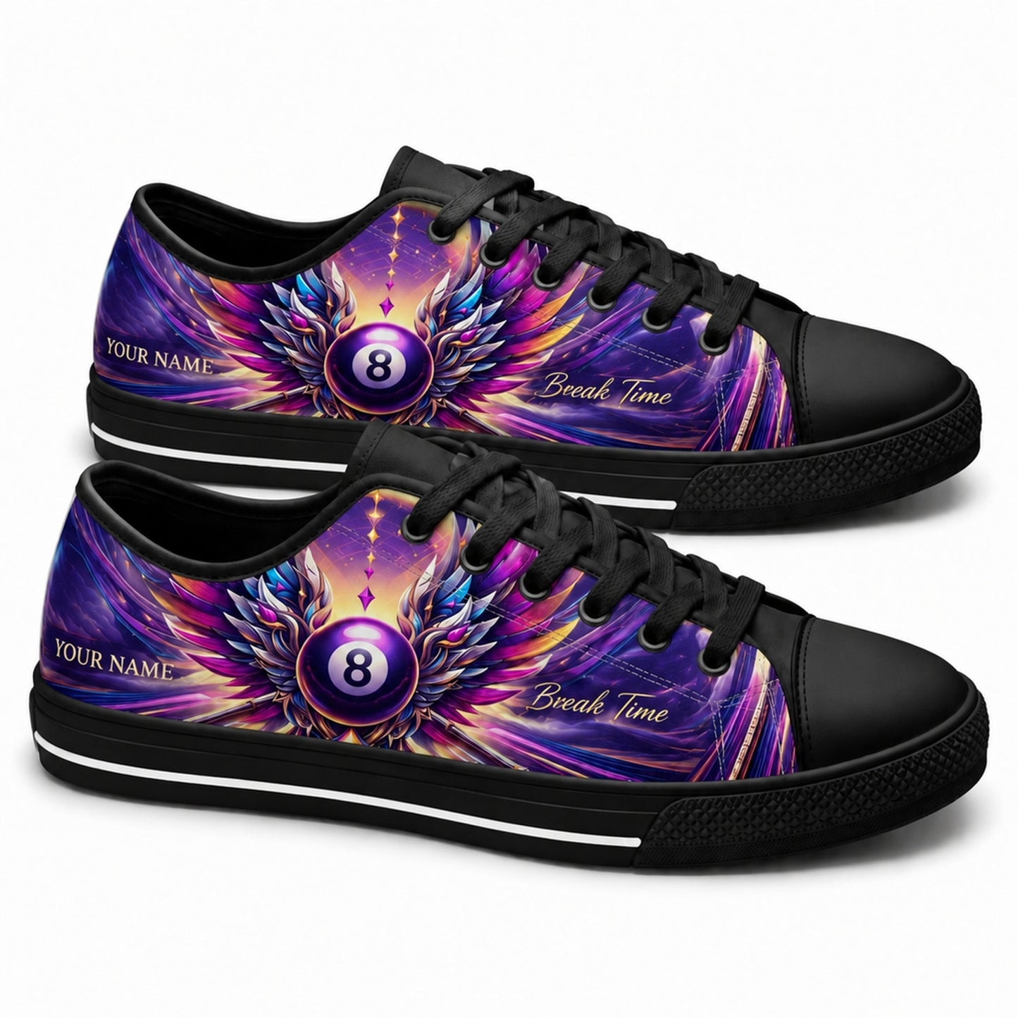 Eight Ball Wings Graphic Personalized Low Top Shoes Black Shoes