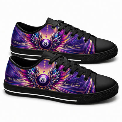 Eight Ball Wings Graphic Personalized Low Top Shoes Black Shoes