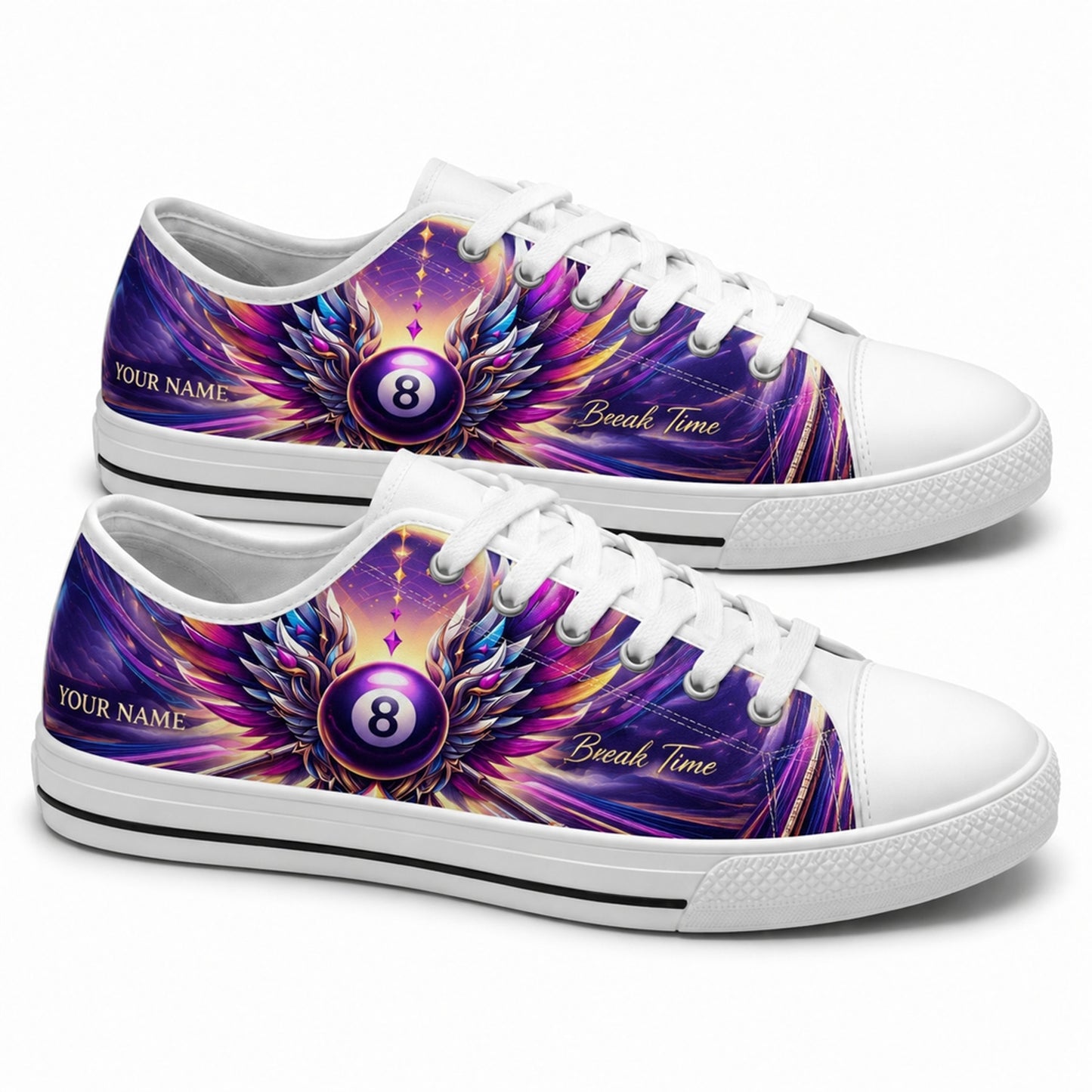Eight Ball Wings Graphic Personalized Low Top Shoes