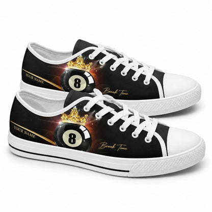 Eight Ball With Crown Graphic Personalized Low Top Shoes