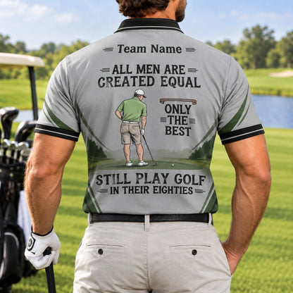 Elder Golfer Illustration Sport Personalized Golf Polo Shirt Back View