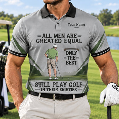 Elder Golfer Illustration Sport Personalized Golf Polo Shirt Front View