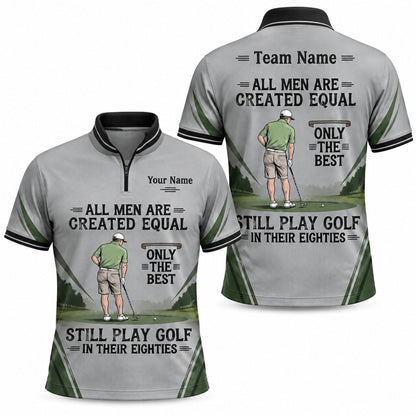 Elder Golfer Illustration Sport Personalized Golf Polo Shirt Jersey Zip 1 4 Collar