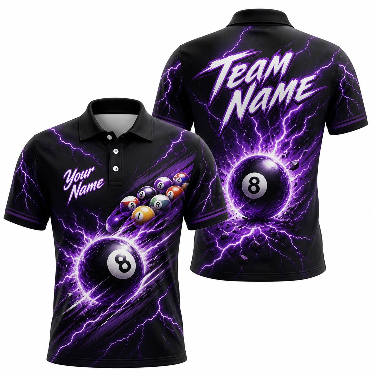 Electric 8 Ball Custom Billiard Polo Shirt