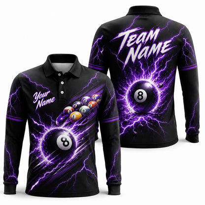 Electric 8 Ball Custom Billiard Polo Shirt Long Sleeve Polo
