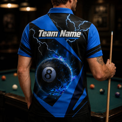 Electric 8 Ball Sport Custom Billiard Polo Shirt Back View