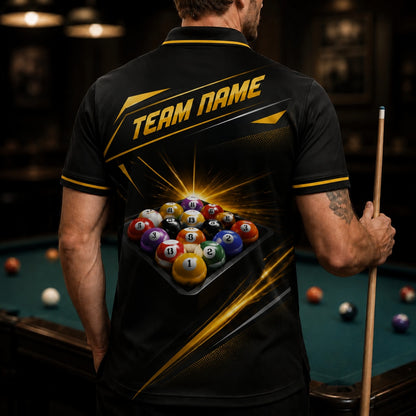 Electric 8 Ball Sport Personalized Billiard Polo Shirt Back View