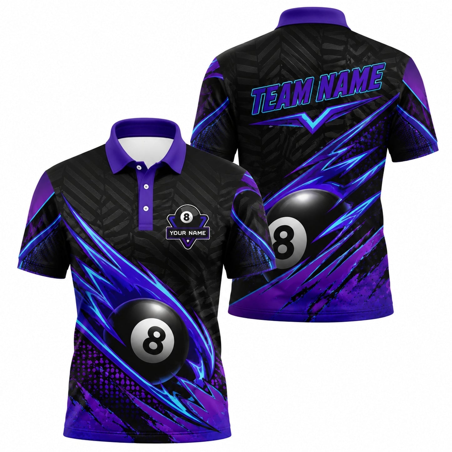 Electric 8 Ball Sport Personalized Billiard Polo Shirt