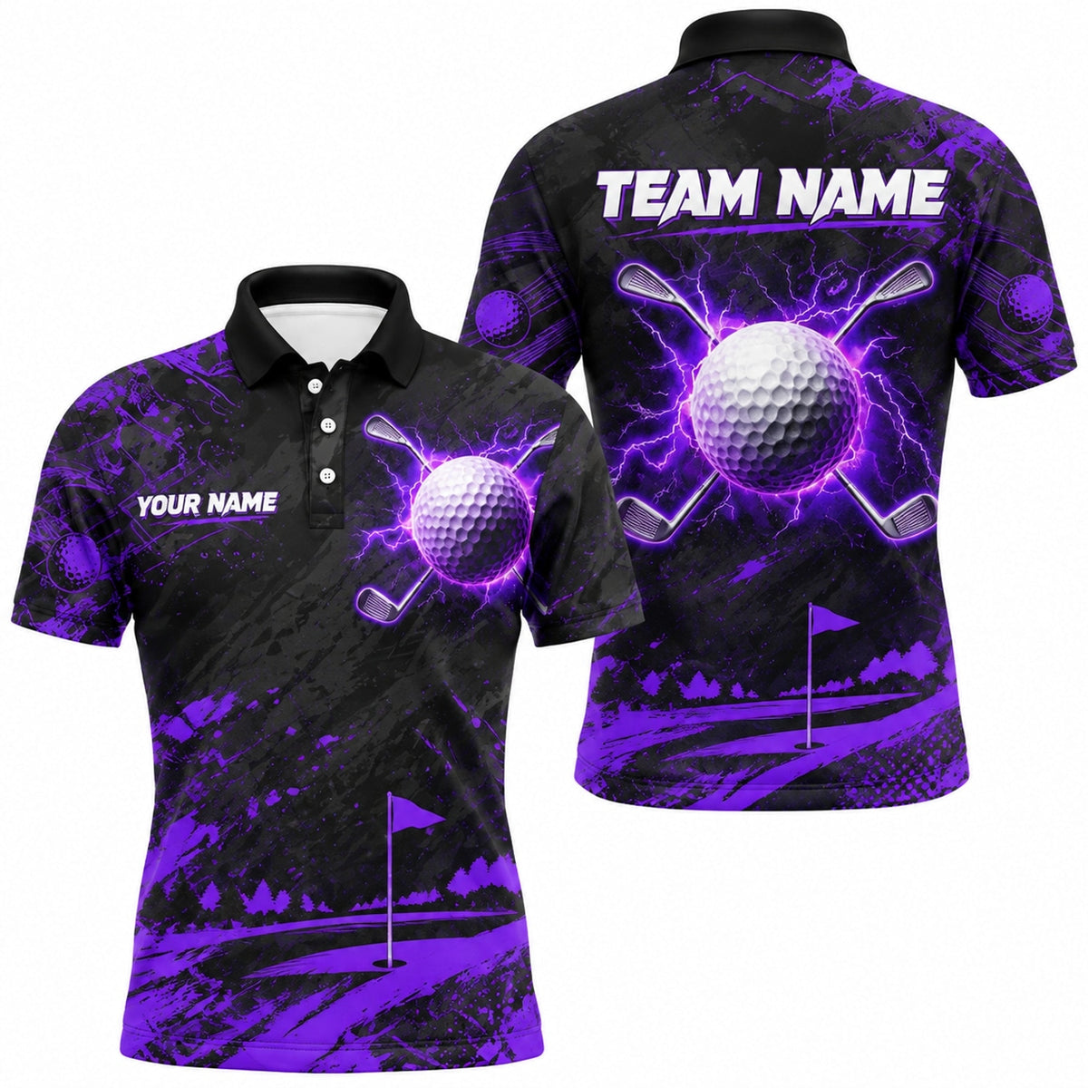 Electric Golf Ball Sport Personalized Golf Polo Shirt