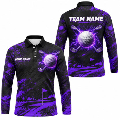 Electric Golf Ball Sport Personalized Golf Polo Shirt Long Sleeve Polo