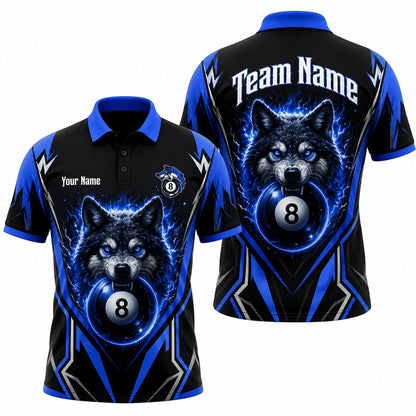 Electric Wolf 8 Ball Sport Personalized Billiard Polo Shirt
