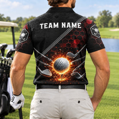 Exploding Golf Ball Sport Personalized Golf Polo Shirt Back View