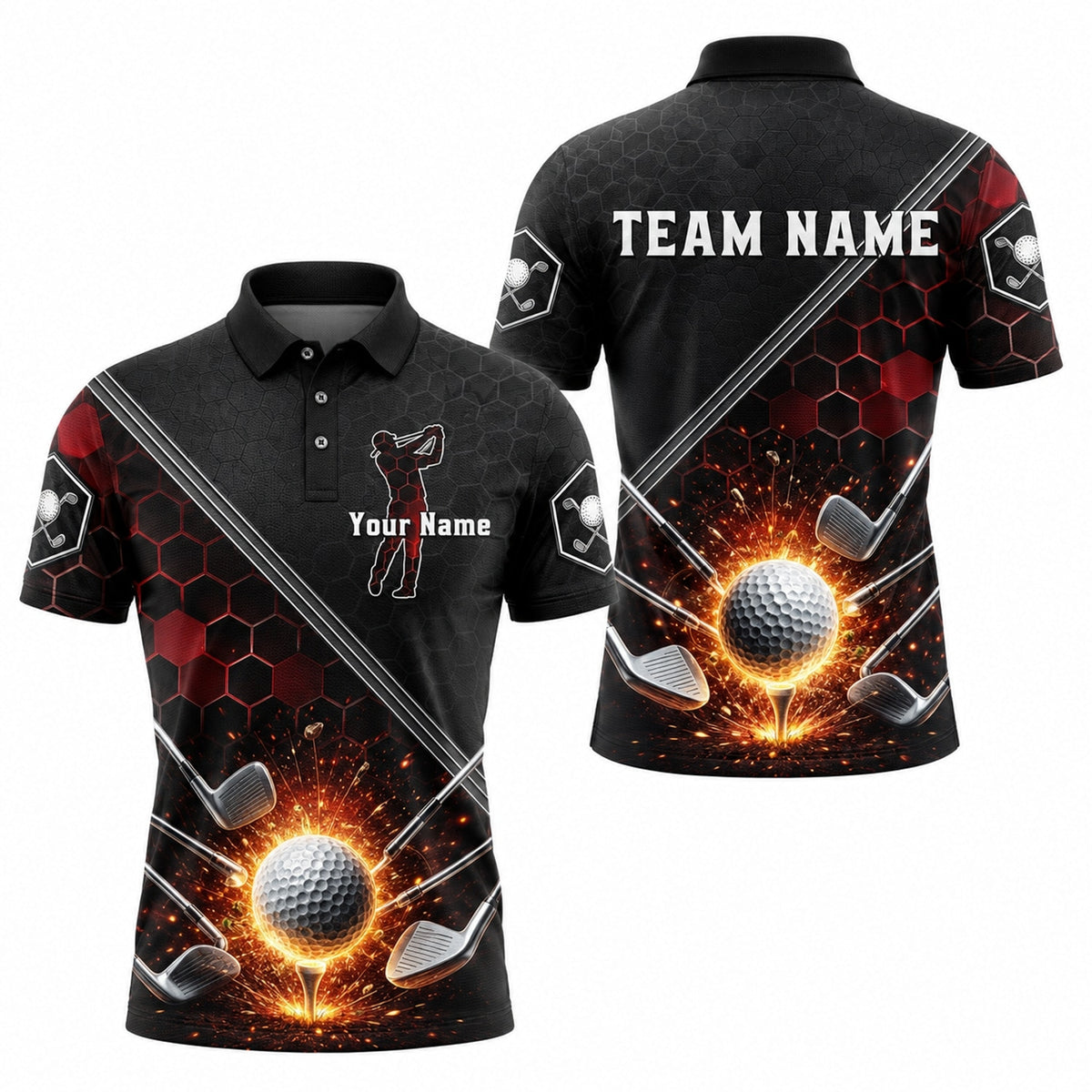 Exploding Golf Ball Sport Personalized Golf Polo Shirt