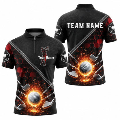 Exploding Golf Ball Sport Personalized Golf Polo Shirt Jersey Zip 1 4 Collar