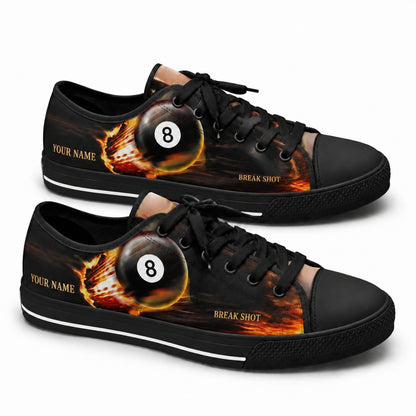Fearless Eight Ball Low Top Canvas Sneakers Black Shoes
