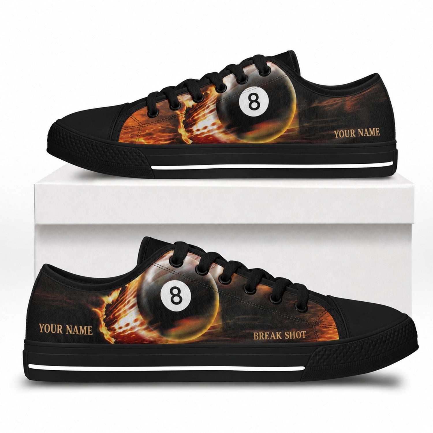 Fearless Eight Ball Low Top Canvas Sneakers Box Black