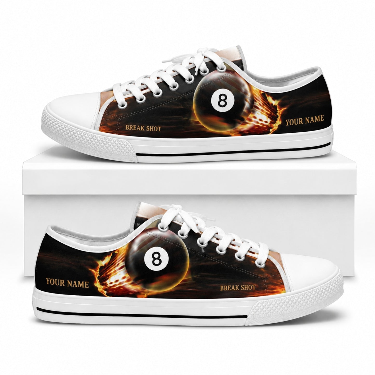 Fearless Eight Ball Low Top Canvas Sneakers Box White