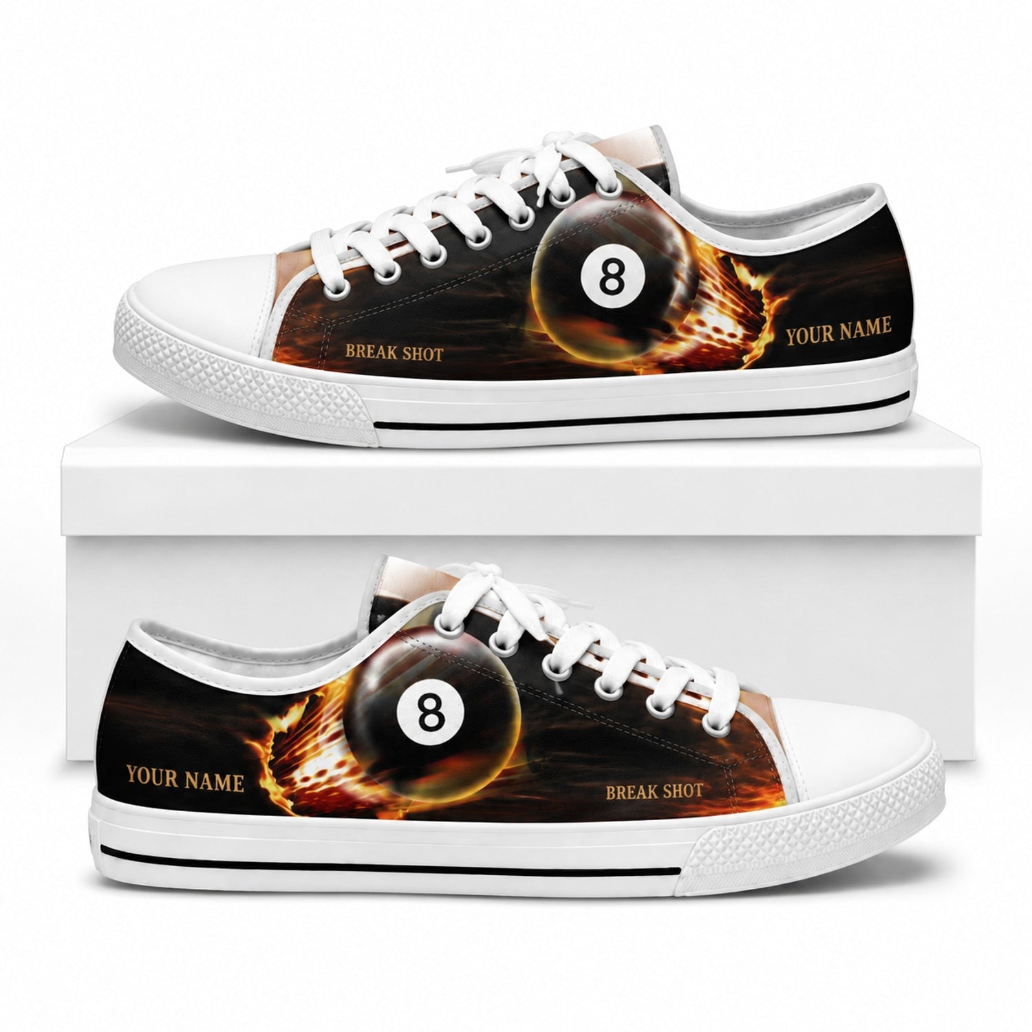 Fearless Eight Ball Low Top Canvas Sneakers Box White