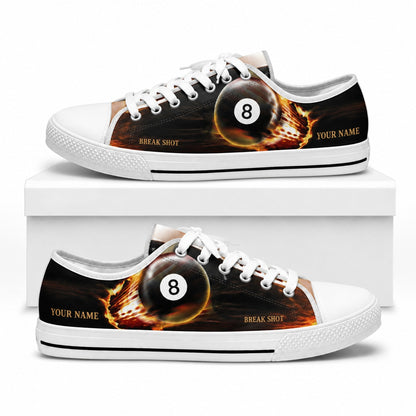 Fearless Eight Ball Low Top Canvas Sneakers Box White