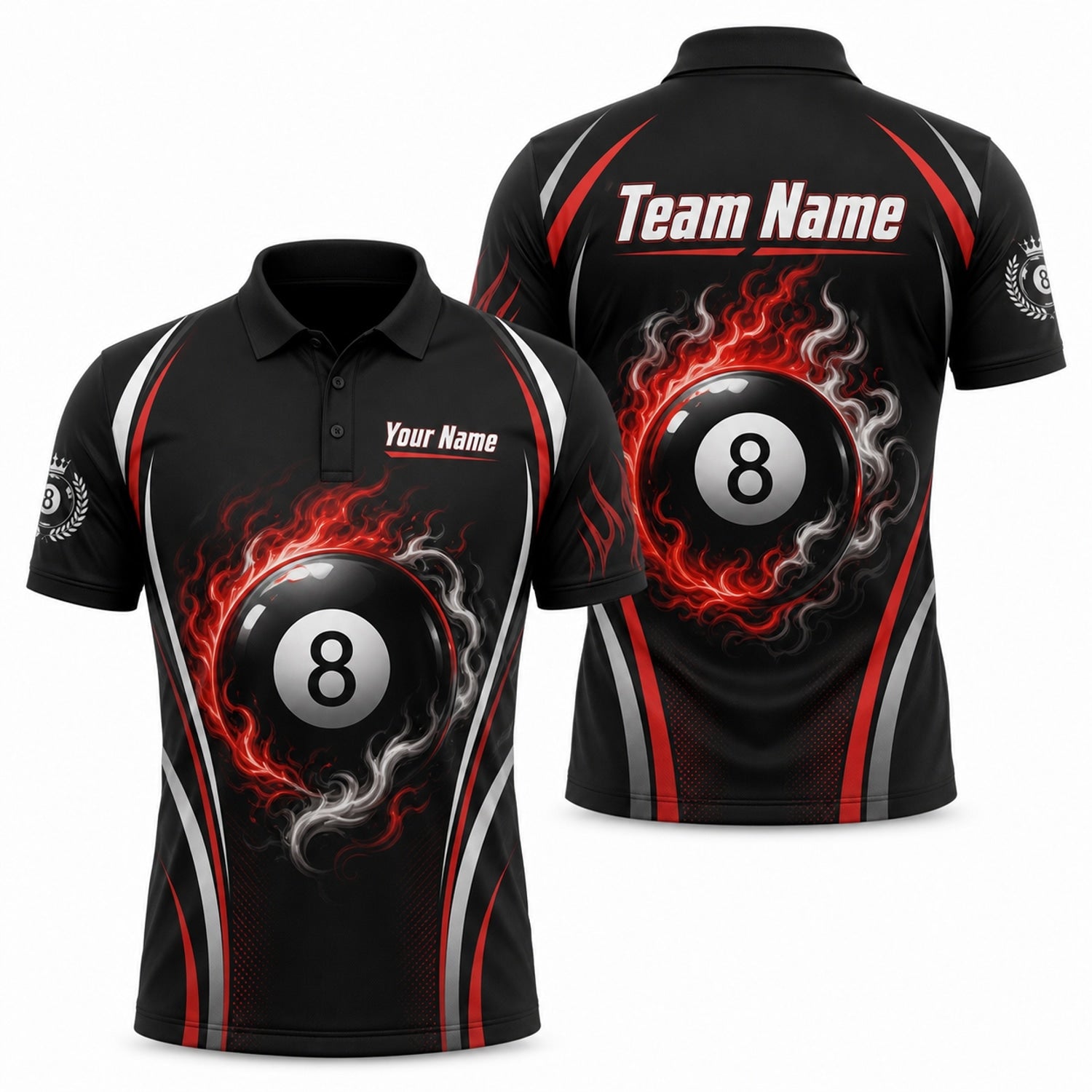 Fire 8 Ball Sport Custom Billiard Polo Shirt