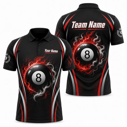 Fire 8 Ball Sport Custom Billiard Polo Shirt