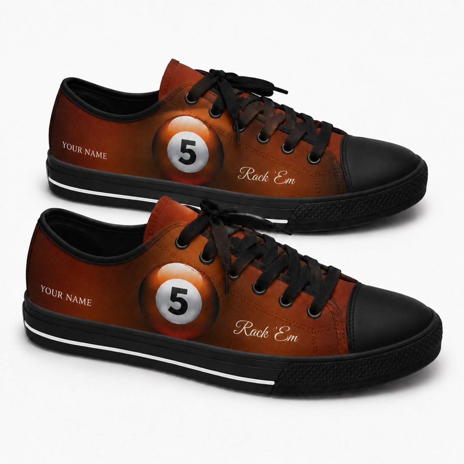Five Ball Pool Design Graphic Personalized Low Top Shoes Black Shoes
