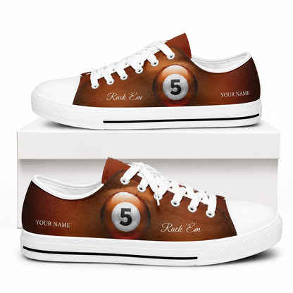 Five Ball Pool Design Graphic Personalized Low Top Shoes Box White