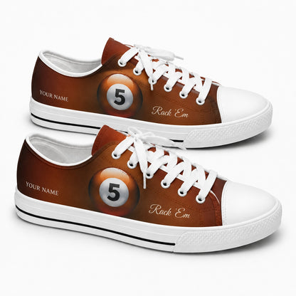 Five Ball Pool Design Graphic Personalized Low Top Shoes
