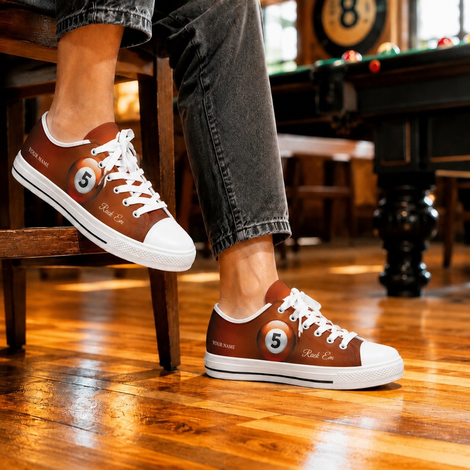 Five Ball Pool Design Graphic Personalized Low Top Shoes Life Style