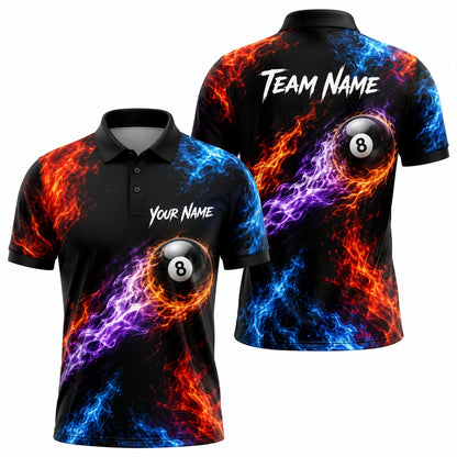 Flaming 8 Ball Sport Custom Billiard Polo Shirt