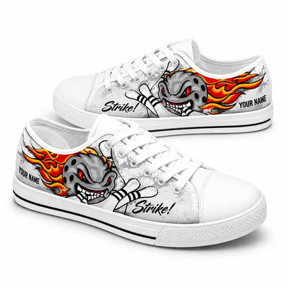 Flaming Bowling Ball Graphic Personalized Low Top Shoes