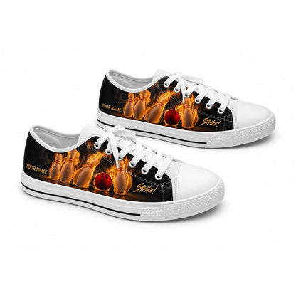 Flaming Bowling Pins Graphic Personalized Low Top Shoes