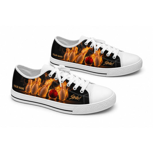 Flaming Bowling Pins Graphic Personalized Low Top Shoes