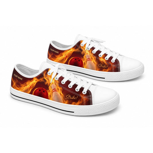 Flaming Bowling Strike Graphic Personalized Low Top Shoes