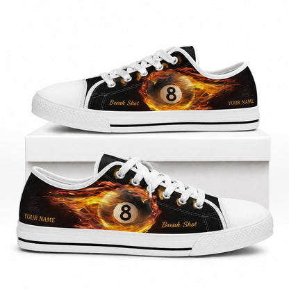 Flaming Eight Ball Graphic Custom Low Top Shoes Box White
