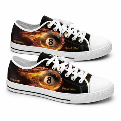 Flaming Eight Ball Graphic Custom Low Top Shoes