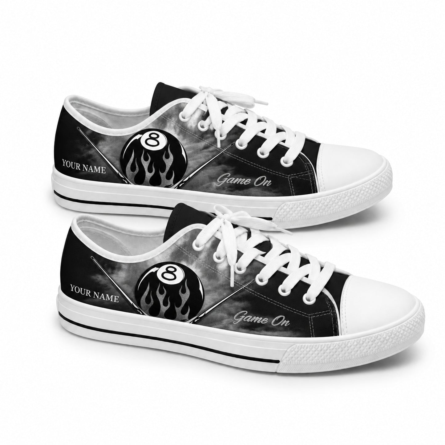 Flaming Eight Ball Graphic Personalized Low Top Shoes