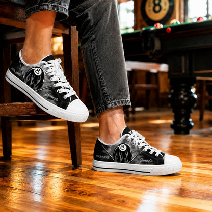 Flaming Eight Ball Graphic Personalized Low Top Shoes Life Style