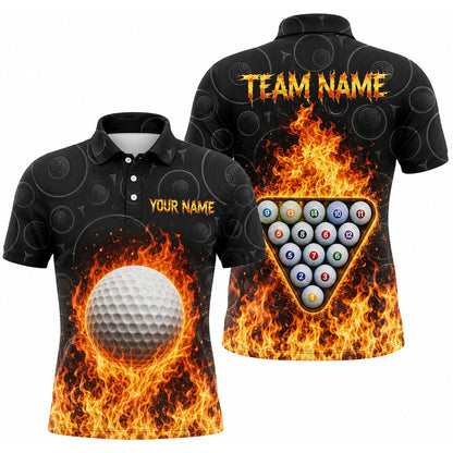 Flaming Golf Ball Graphic Custom Golf Polo Shirt