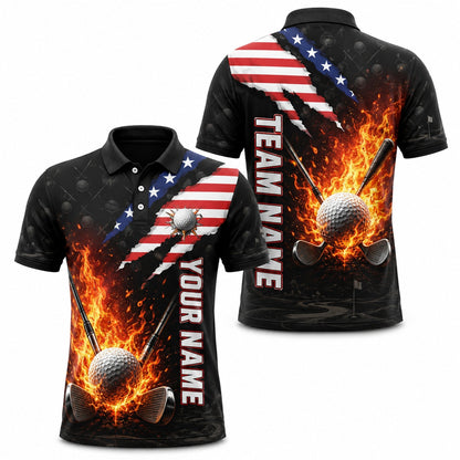 Flaming Golf Ball Sport Custom Golf Polo Shirt