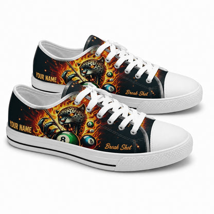Flaming Leopard Eight Ball Graphic Personalized Low Top Shoes