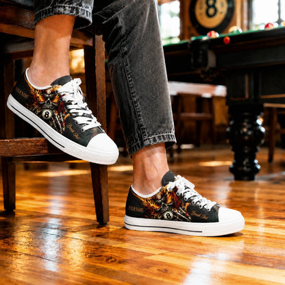 Flaming Skull Eight Ball Graphic Custom Low Top Shoes Life Style