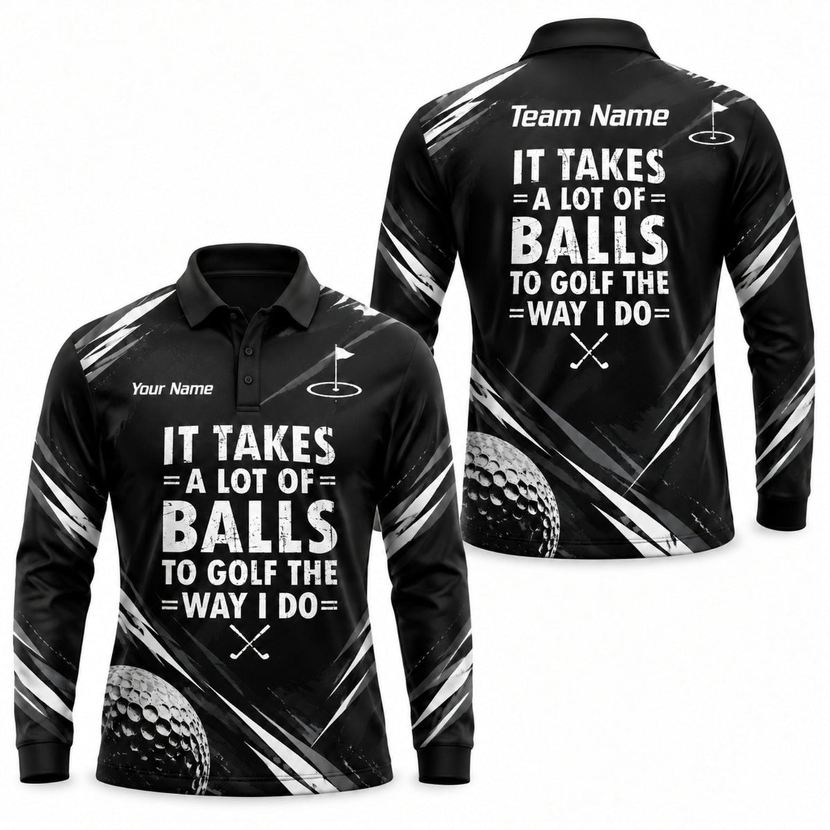 Funny Golf Quote Sport Personalized Golf Polo Shirt Long Sleeve Polo