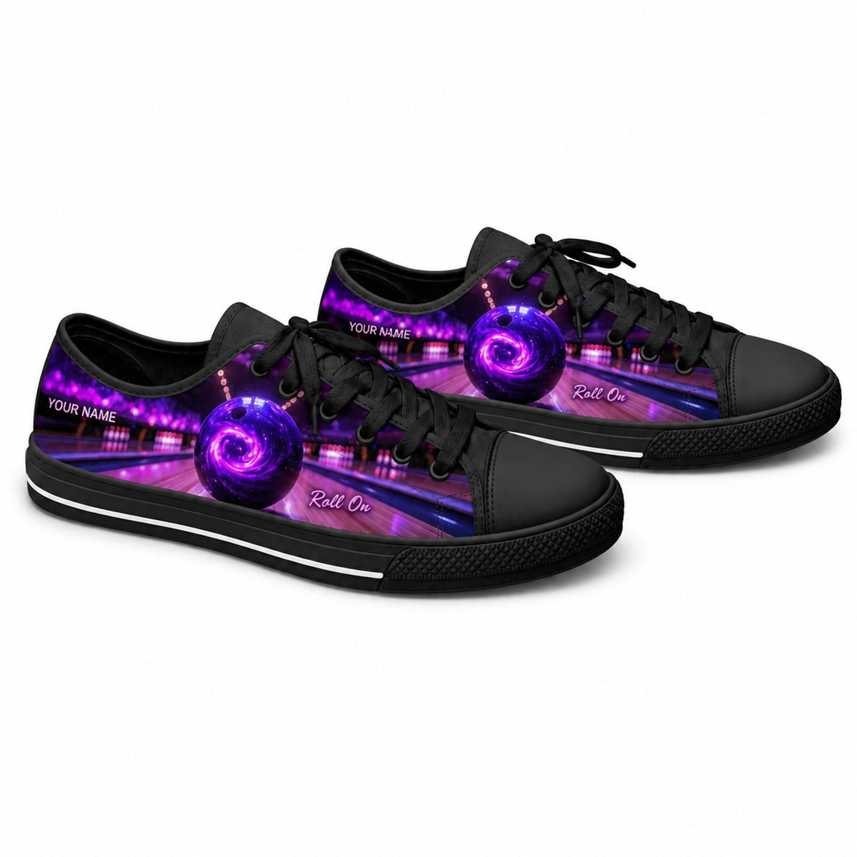 Galactic Bowling Ball Graphic Personalized Low Top Shoes Black Shoes